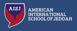 AISJ American International School of Jeddah logo with shield and text.