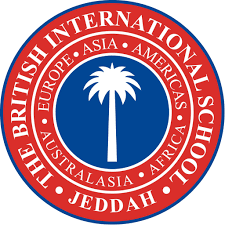 High school logo of British International School Jeddah in Saudi Arabia.