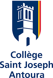 Brightly lit college logo featuring a tower and vibrant colors for Saint Joseph Antoura.