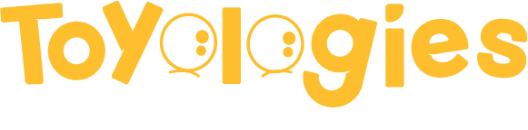 Bright colorful Toyologies logo with playful design for kids' toys and entertainment.